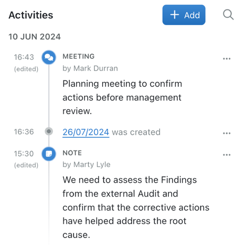 Increase transparency with the Activities timeline