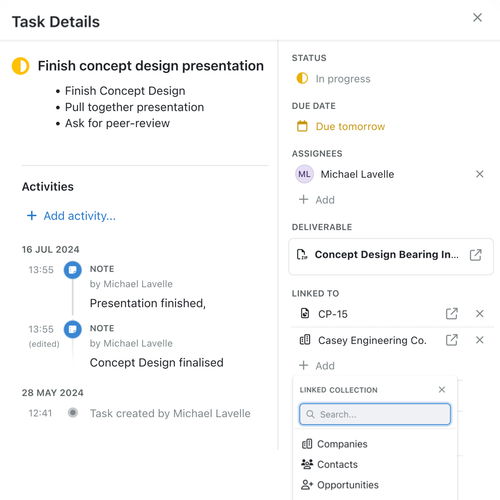 Collaborate better with task activities, links, and more