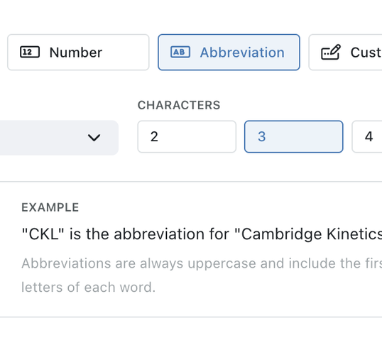 Organise data with customisable ID formats