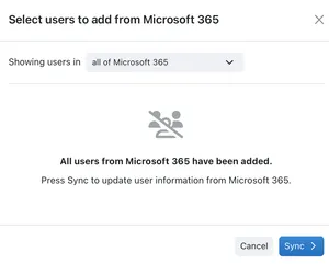 Select members of your organisation to sync from Microsoft