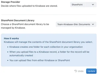 Kinabase File Usage and Provider Screen