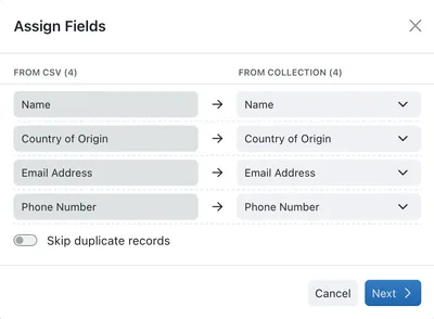 Assign fields