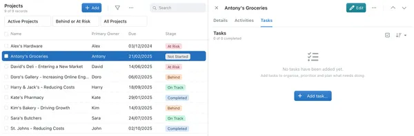 Navigate to the tasks pane