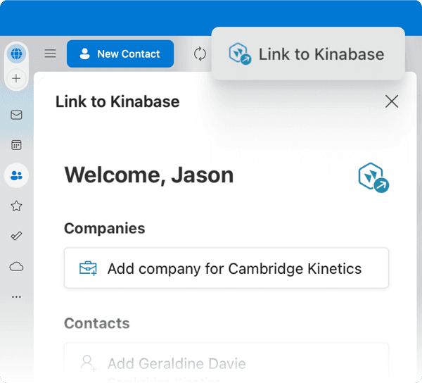 Outlook integration with Kinabase