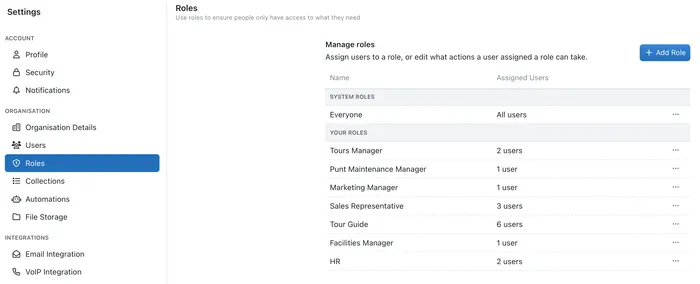 Roles Settings