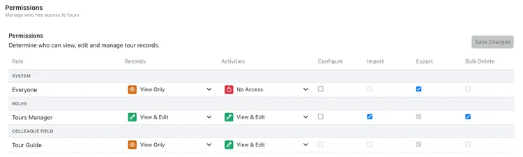 Three ways to control permissions options in Kinabase